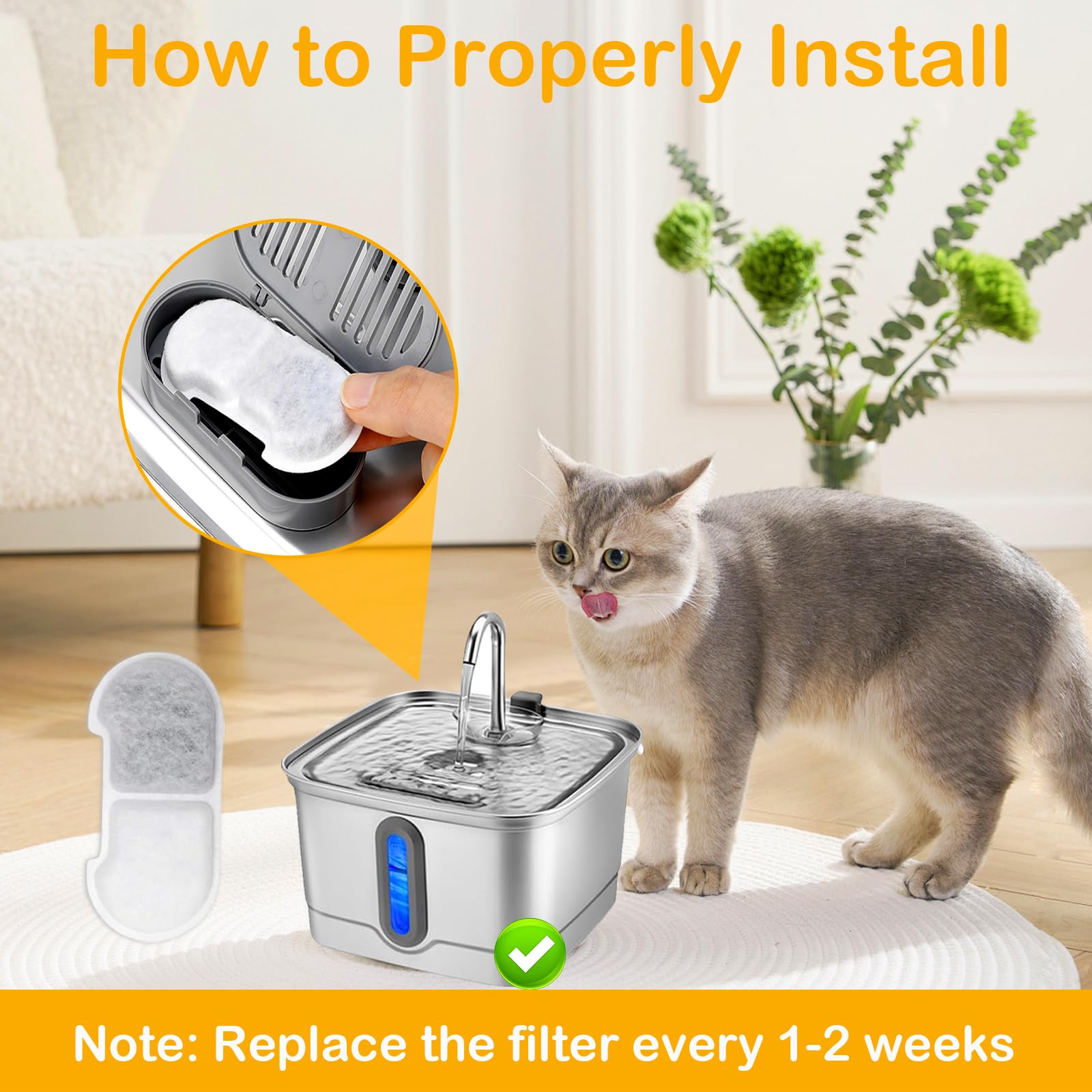 HOETEK SEIRMEP multi-pet fountain setup on counter for households with multiple cats.