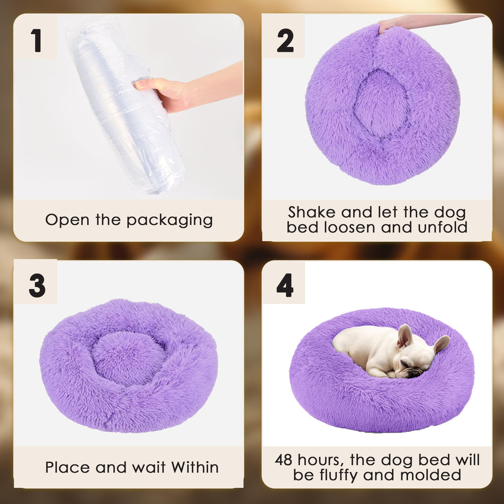 Hoewina 24x24x8 inch round bed offers a cozy small-dog sleep nook.