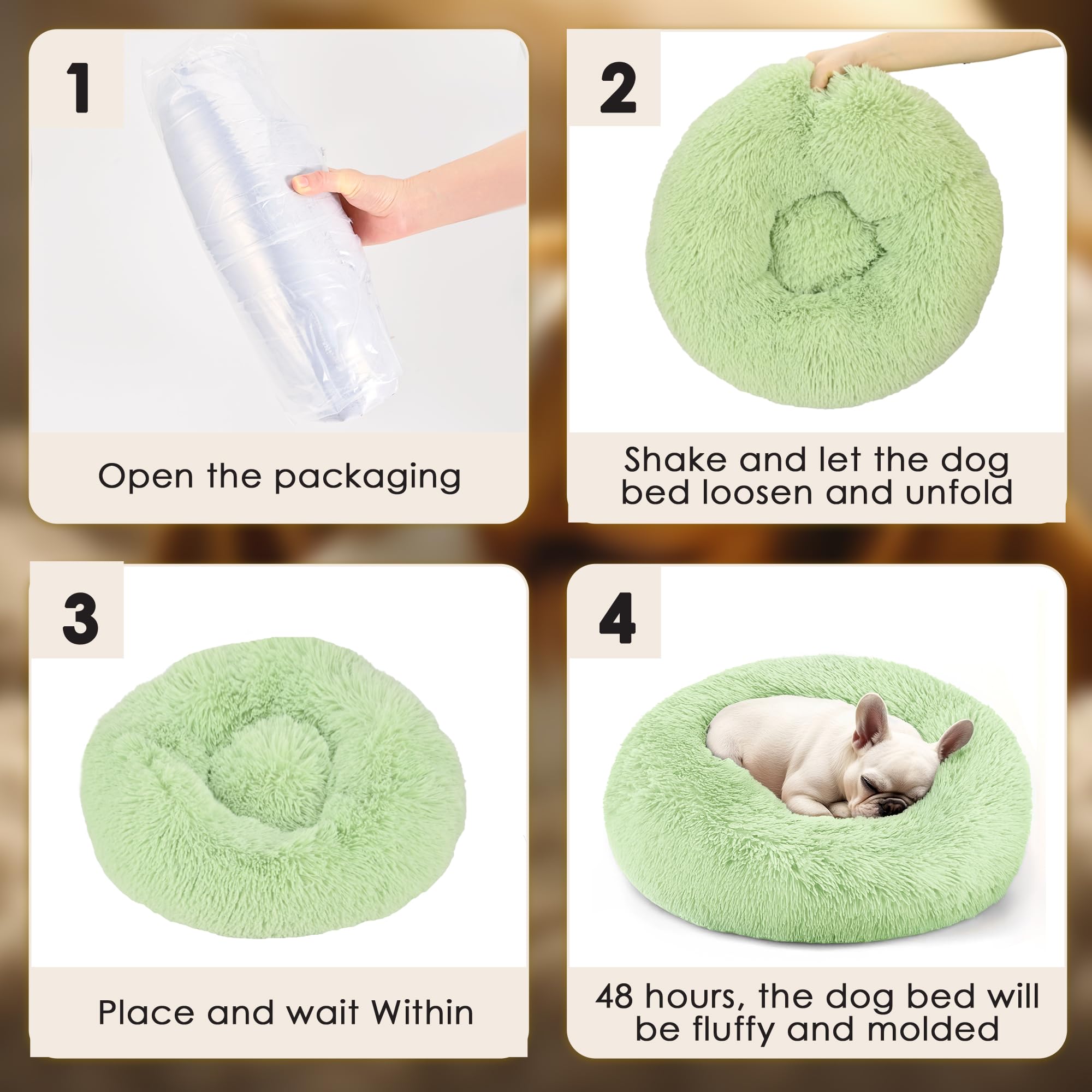 Hoewina donut bed 20in green washable bottom ensures anti-slip stability