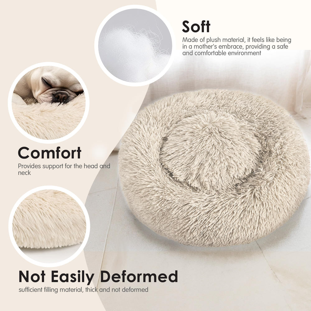 Hoewina donut bed packaged vacuum-sealed reveals easy unfolding and fluffy results.