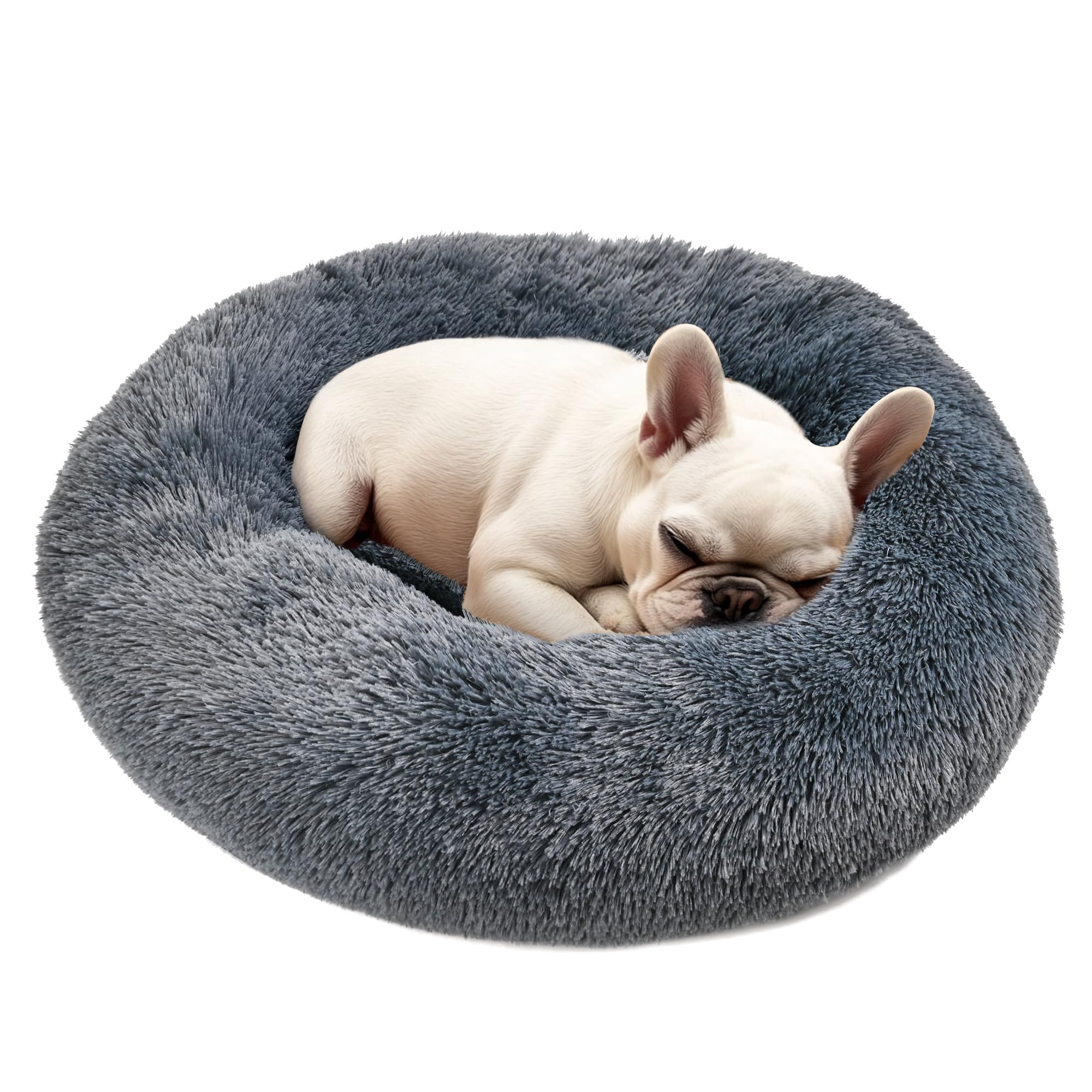 Hoewina donut bed close-up shows raised edges for neck support and cozy security.