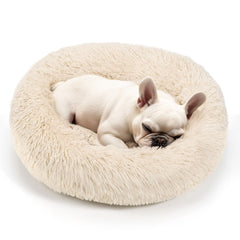 Hoewina donut bed round design provides cozy sleep space for small pets.