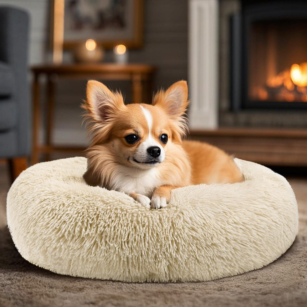 Hoewina donut bed size 20x20 inches fits small dogs and cats.