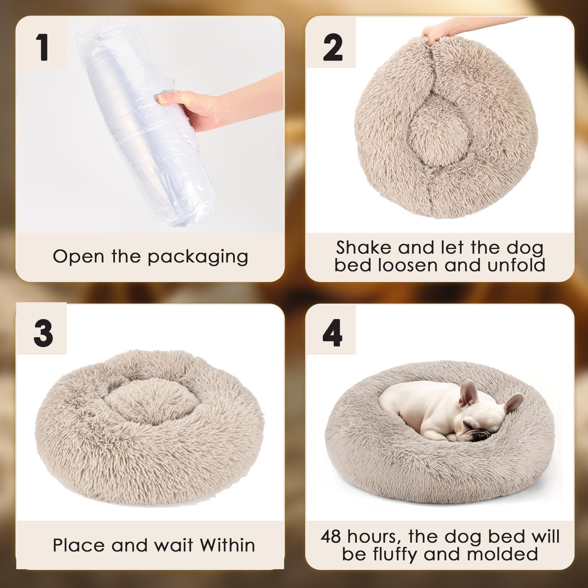 Hoewina Donut Bed indoor snuggle scene demonstrates a secure resting spot for pets.