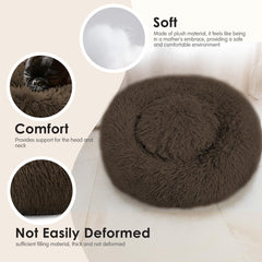 Hoewina donut dog bed small coffee washable instruction demonstrates easy cleaning options.