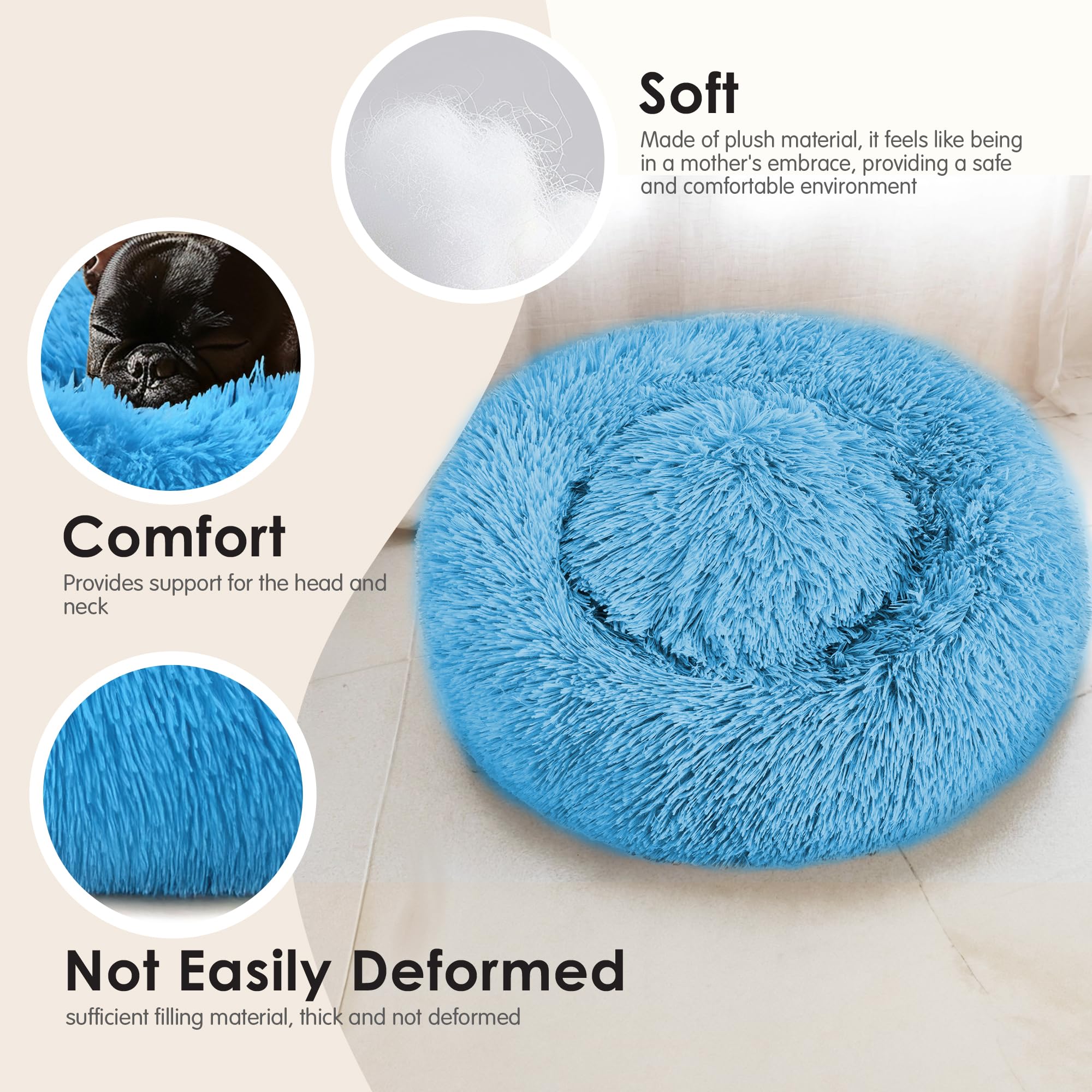 Hoewina washable donut bed supports easy cleaning after play.