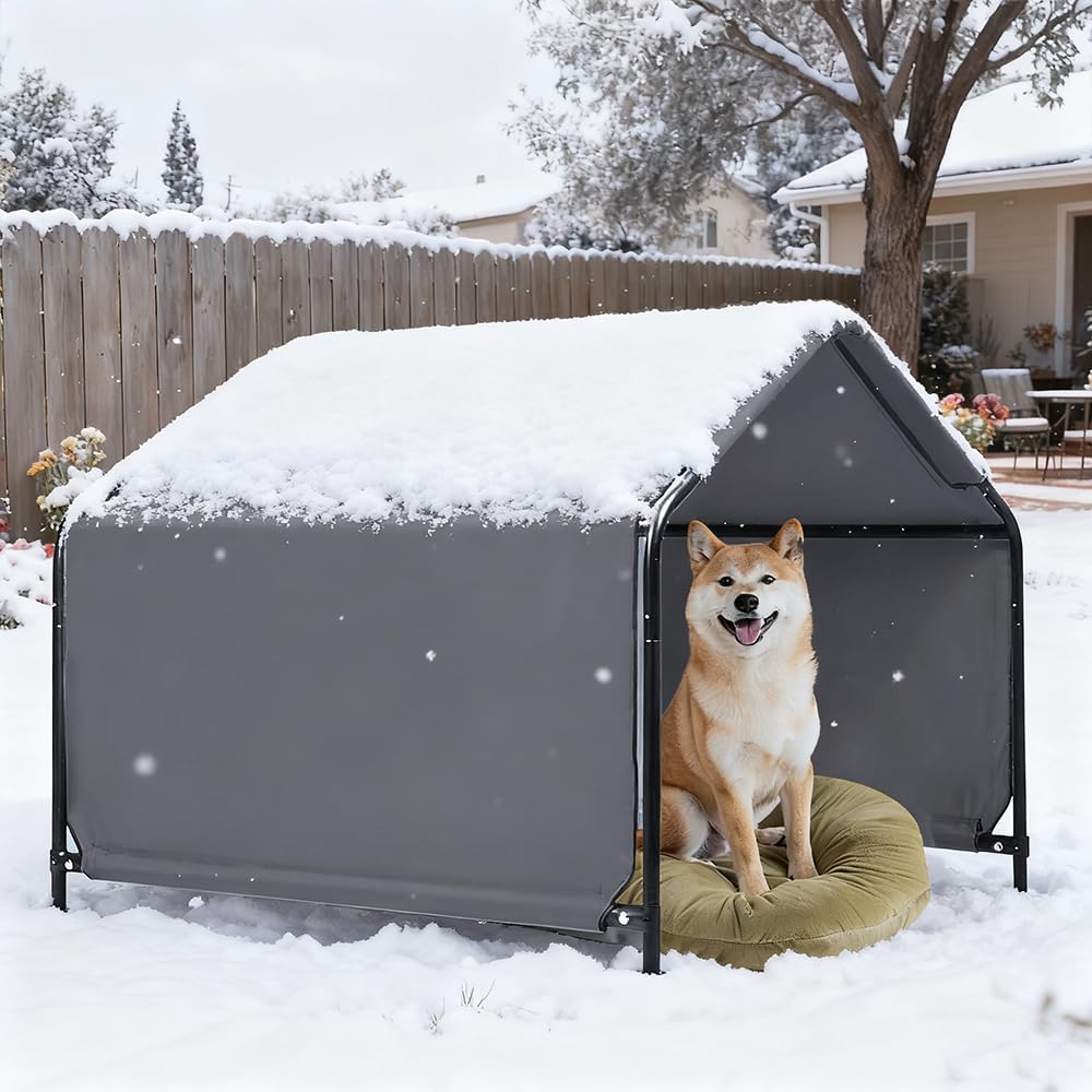 Hohuqeri outdoor pet shade frame shows a sturdy shelter for sunny outings.