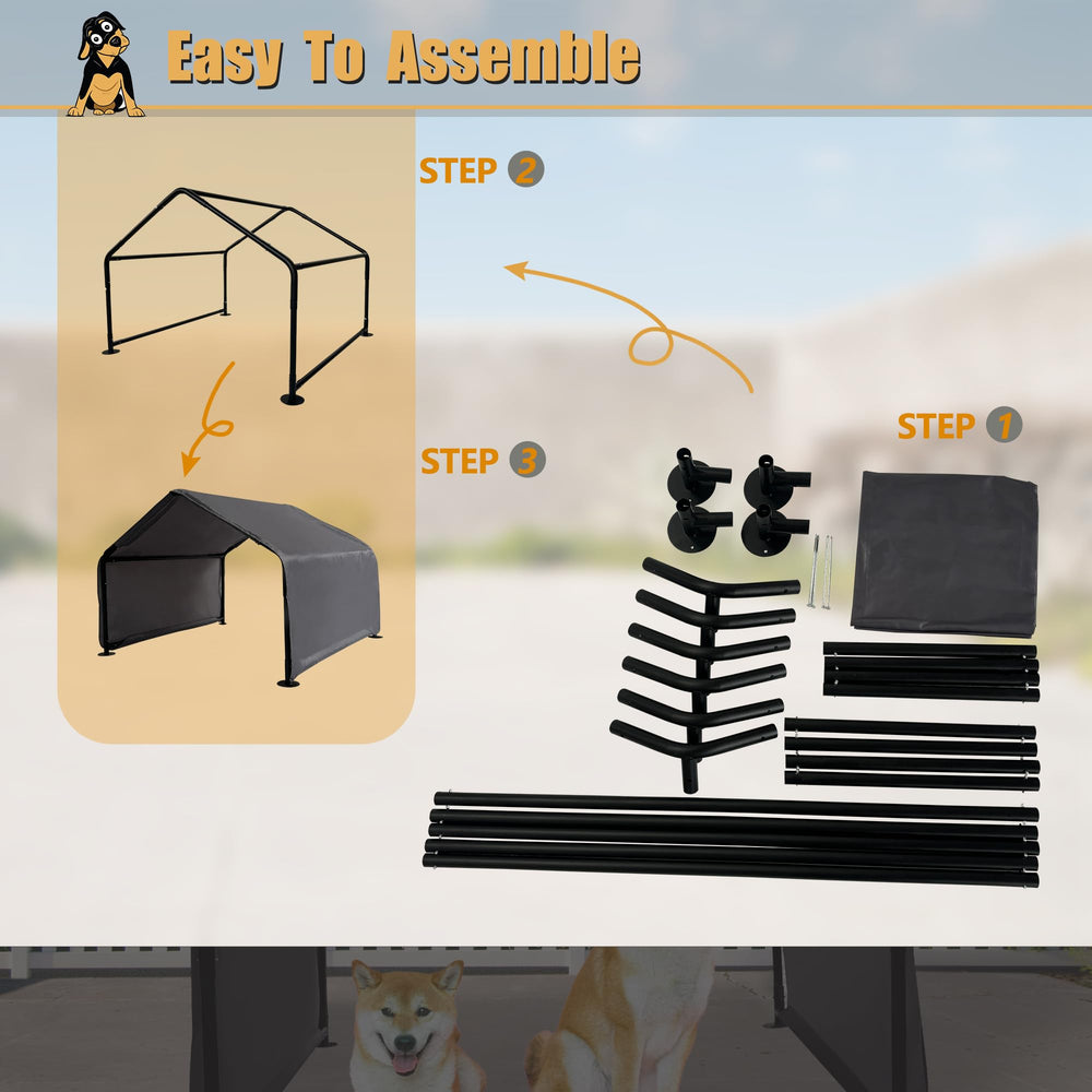 Hohuqeri outdoor pet shade removable curtain adds windproof privacy.