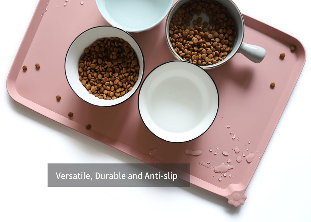 Hoki Found L silicone non-slip pet food mat—dishwasher-safe and easy to clean