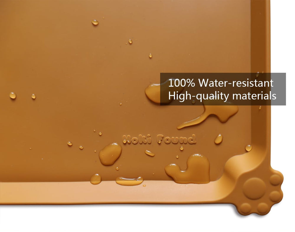 Hoki Found L silicone pet food mats tray non-slip base shown during use