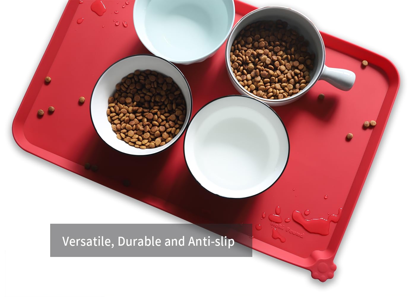 Hoki Found L silicone pet food mats tray dishwasher-safe and easy to clean