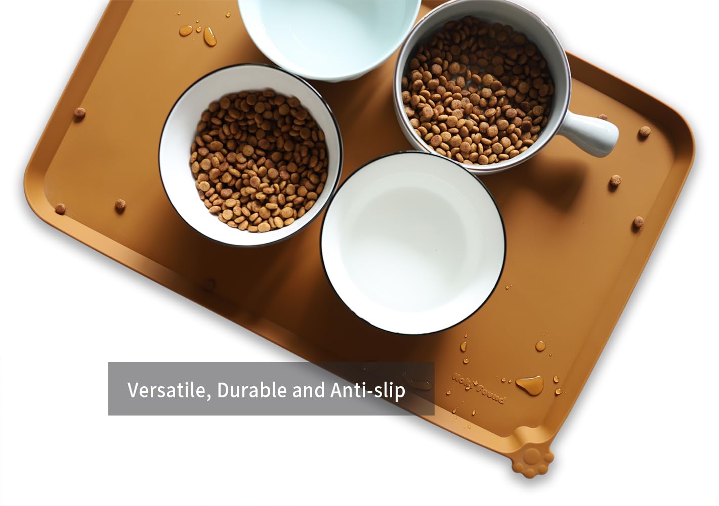 Hoki Found L silicone pet food mats tray dishwasher-safe and easy to clean