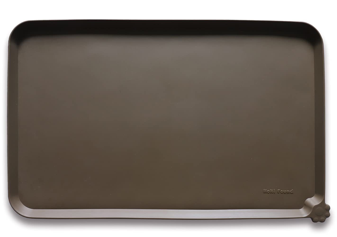 Hoki Found L silicone pet food mat tray front view keeps spills off floors.