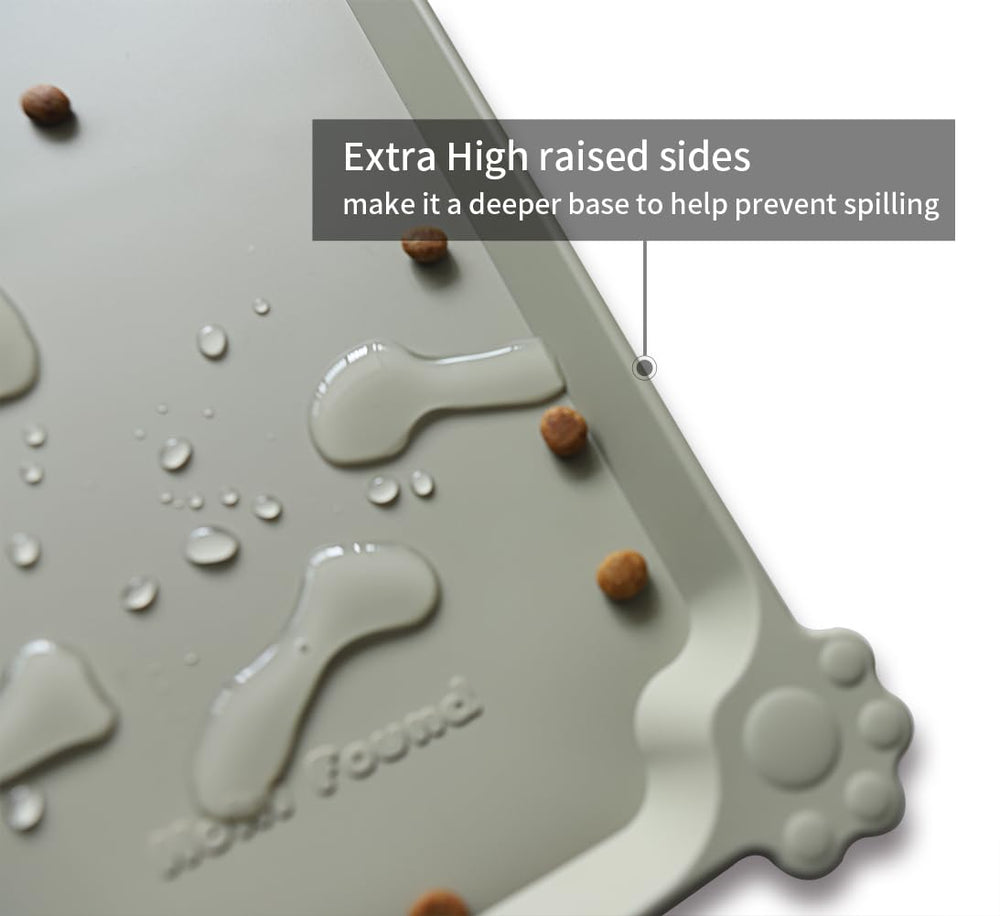 Hoki Found large silicone non-slip pet food mat close-up of non-toxic material and edge durability.