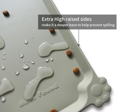 Hoki Found large silicone non-slip pet food mat close-up of non-toxic material and edge durability.
