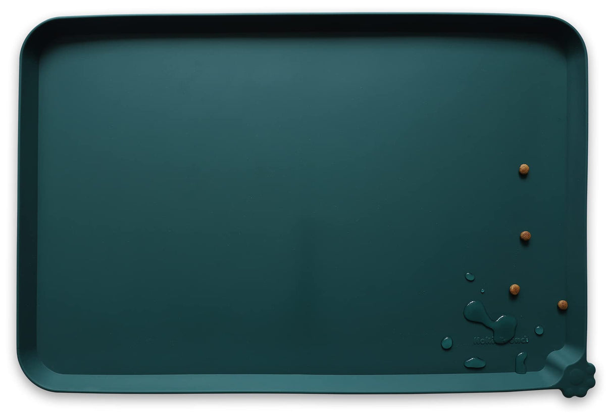 Hoki Found large silicone pet food mat underside close-up highlighting non-slip stability.