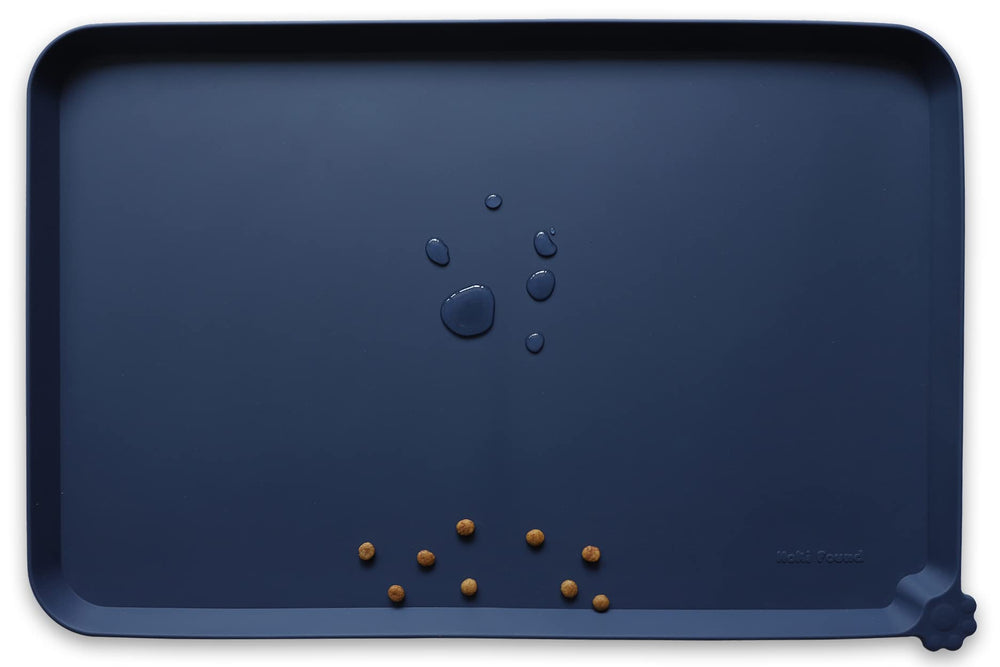 Hoki Found large silicone pet mat front view with raised lip for spills