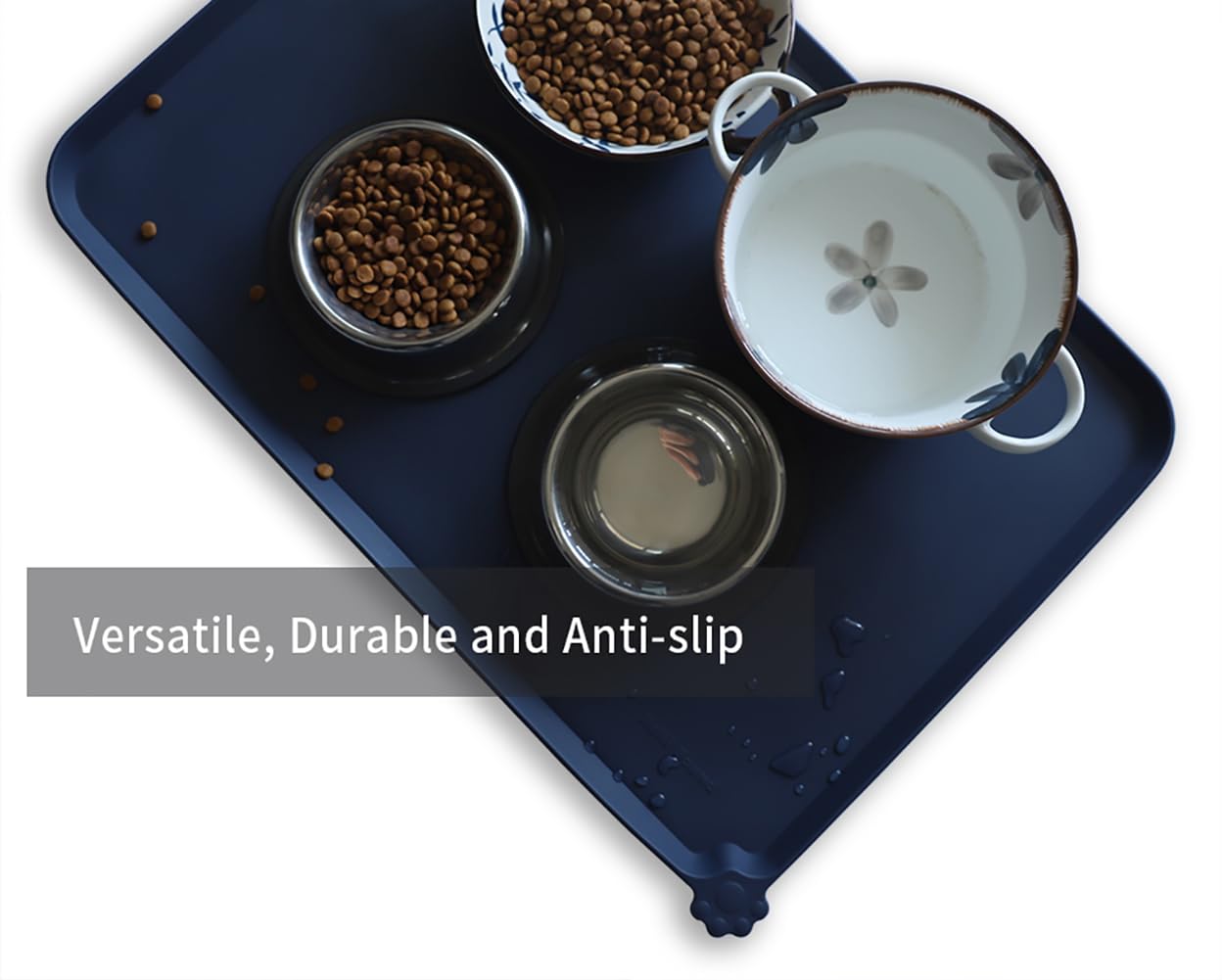 Hoki Found large mat demonstrates spill-protection edge and easy cleanup