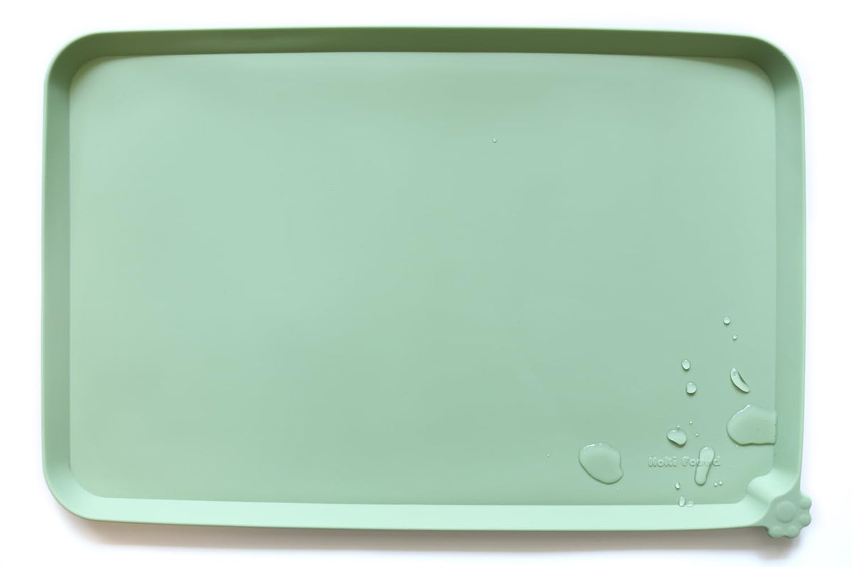Hoki Found Jade silicone non-slip mat closeup highlighting safe, easy-clean surface