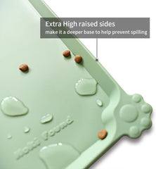 Hoki Found Jade mat on floor shows anti-slip grip for tidy feeding areas
