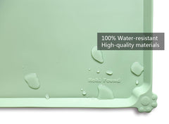 Hoki Found Jade mat with bowl demonstrates raised edge containing spills