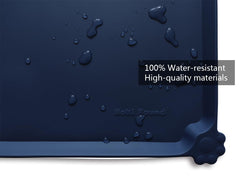 Hoki Found mat showcases generous 19 in x 12 in surface to fit standard dog and cat bowls.