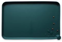 Hoki Found silicone pet food mats top view in dark cedar protects floors from spills.