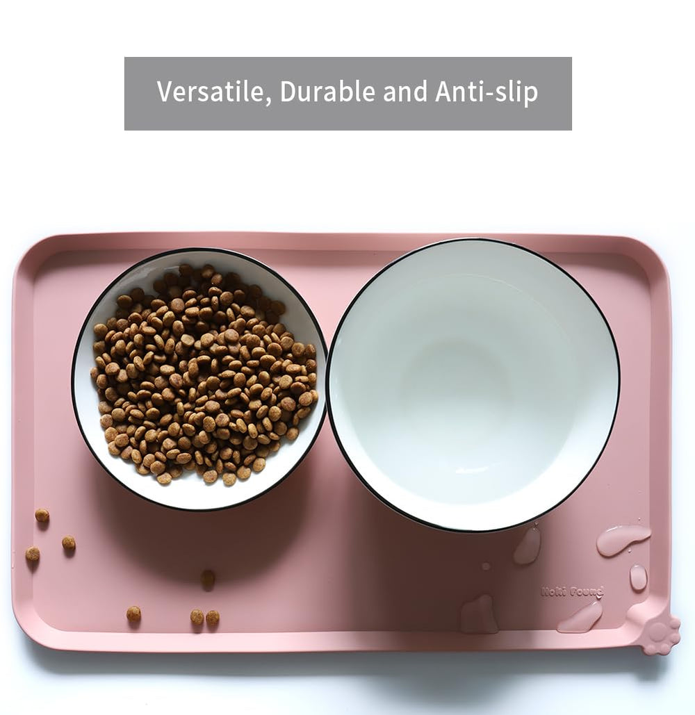 Hoki Found waterproof pet mat protects floors from spills and messes