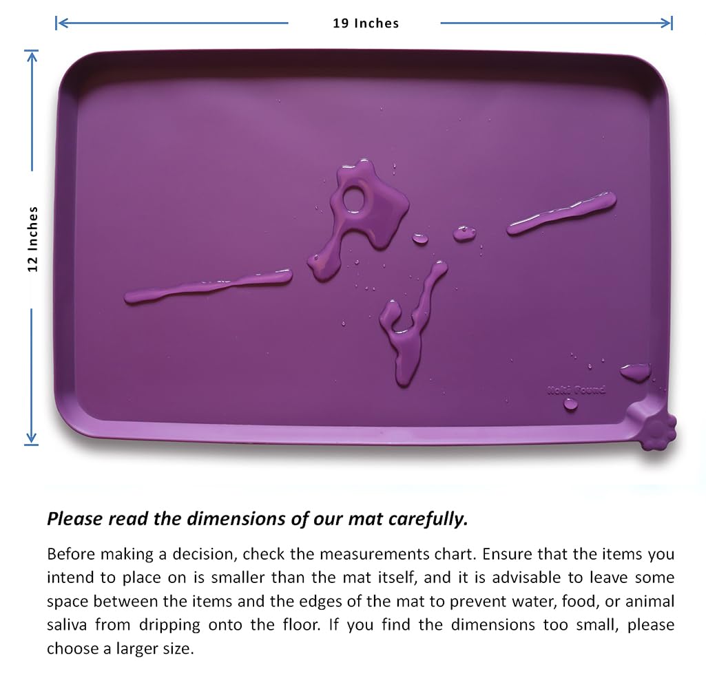 Hoki Found eggplant feeding mat in-use shows travel-friendly silicone.