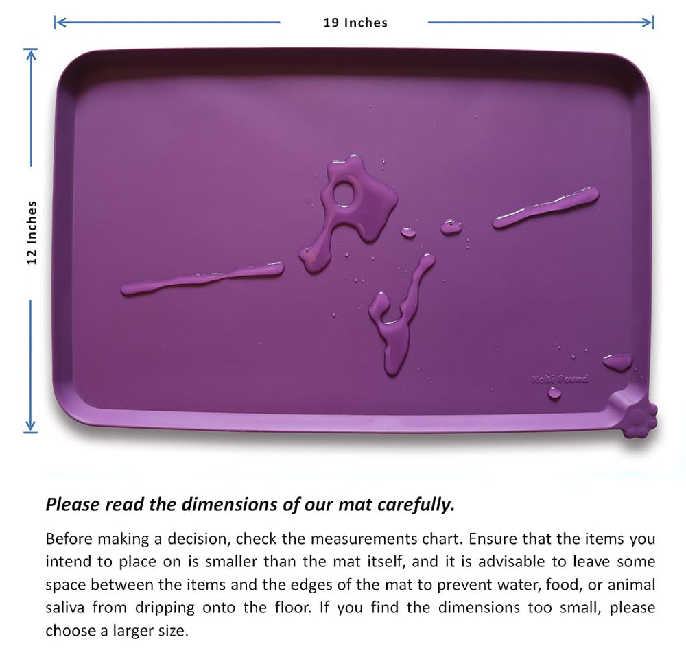 Hoki Found eggplant feeding mat in-use shows travel-friendly silicone.