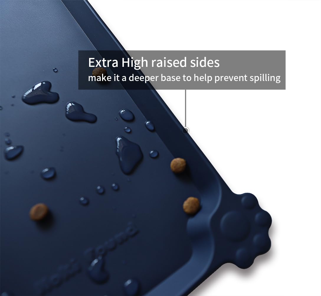 Hoki Found L silicone mat highlights extra-high edge preventing spills during feeding.