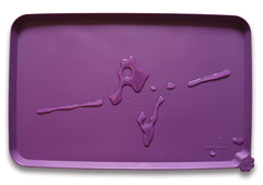 Hoki Found silicone pet mat eggplant front view; keeps bowls from sliding.