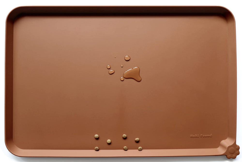 Hoki Found caramel silicone pet food tray main image showing non-slip surface