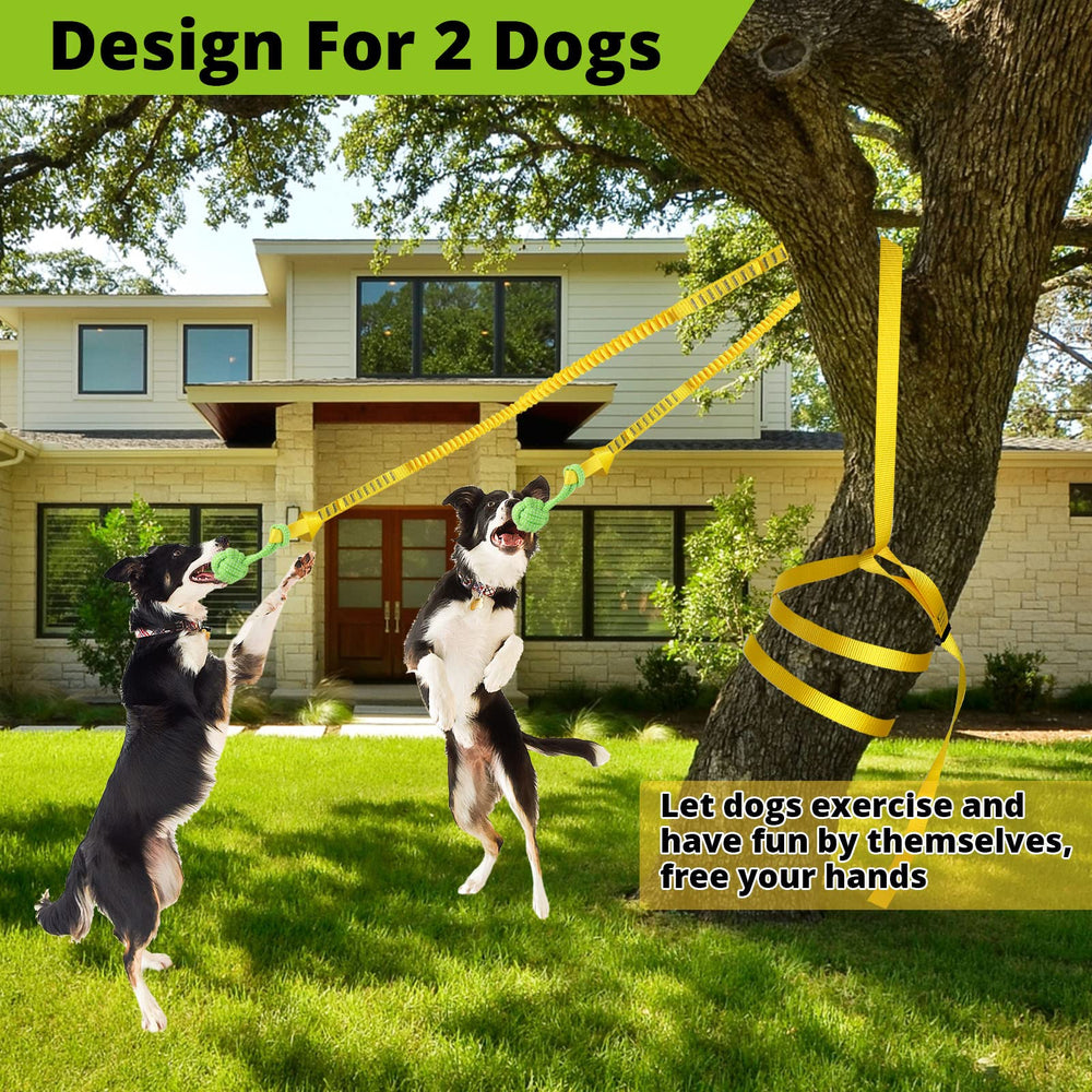 HOKINETY bouncing ball-tug action shows dogs chasing launched toys for repeat engagement