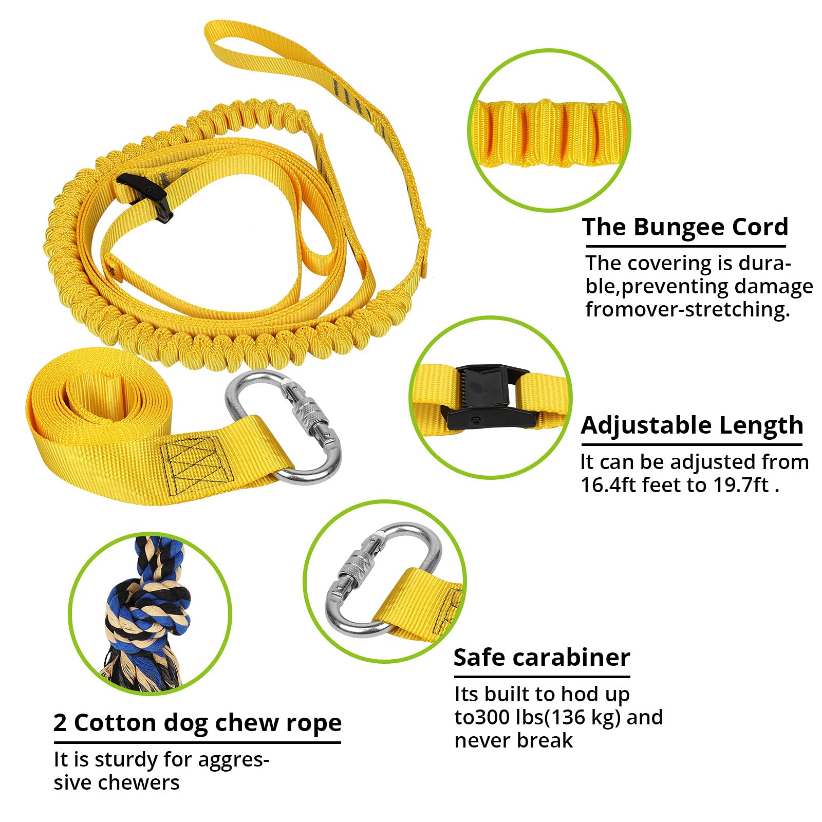 HOKINETY dog hanging bungee tug toy cotton rope toys two sizes for different dogs