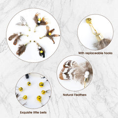 Hokoad cat feather refill with tinkle bell adds rustling attention grabbing sound.