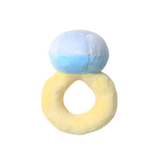 hokojix squeaky ring toy close-up shows plush texture and playful dental-stimulating design.