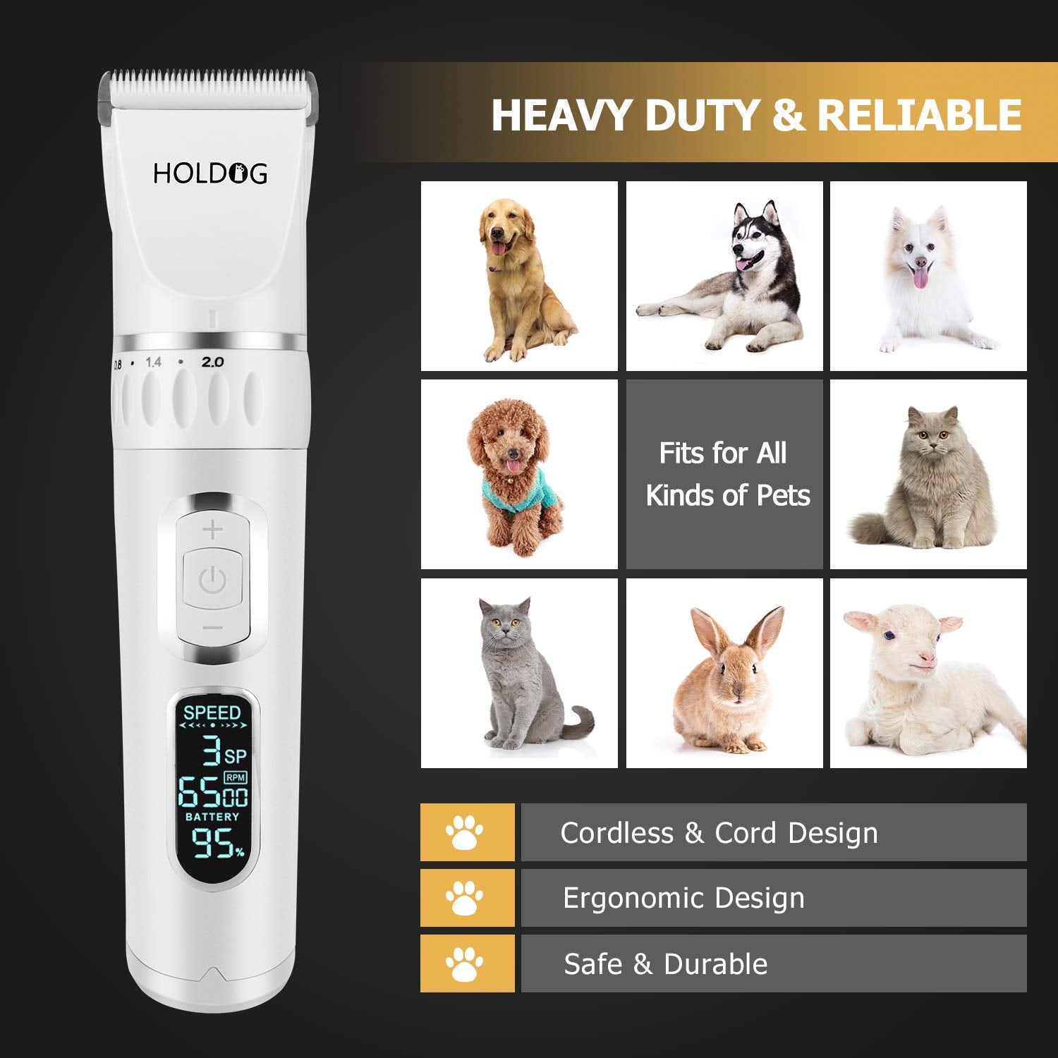 HOLDOG cordless grooming tool in action for hassle-free trimming.