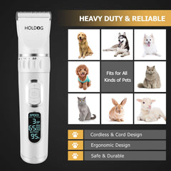 HOLDOG cordless grooming tool in action for hassle-free trimming.