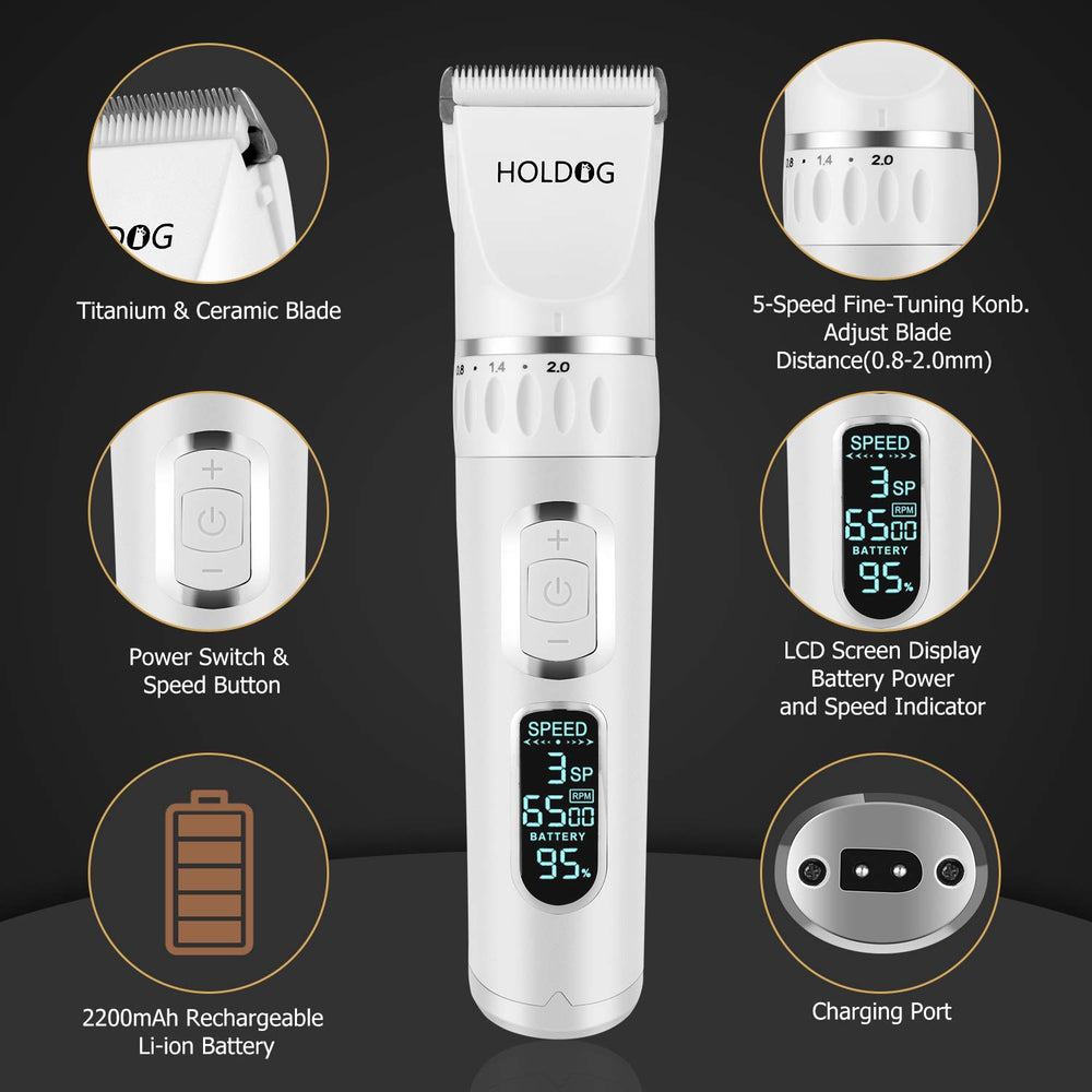 HOLDOG dog clippers with 33-teeth blade for efficient thick-coat grooming.