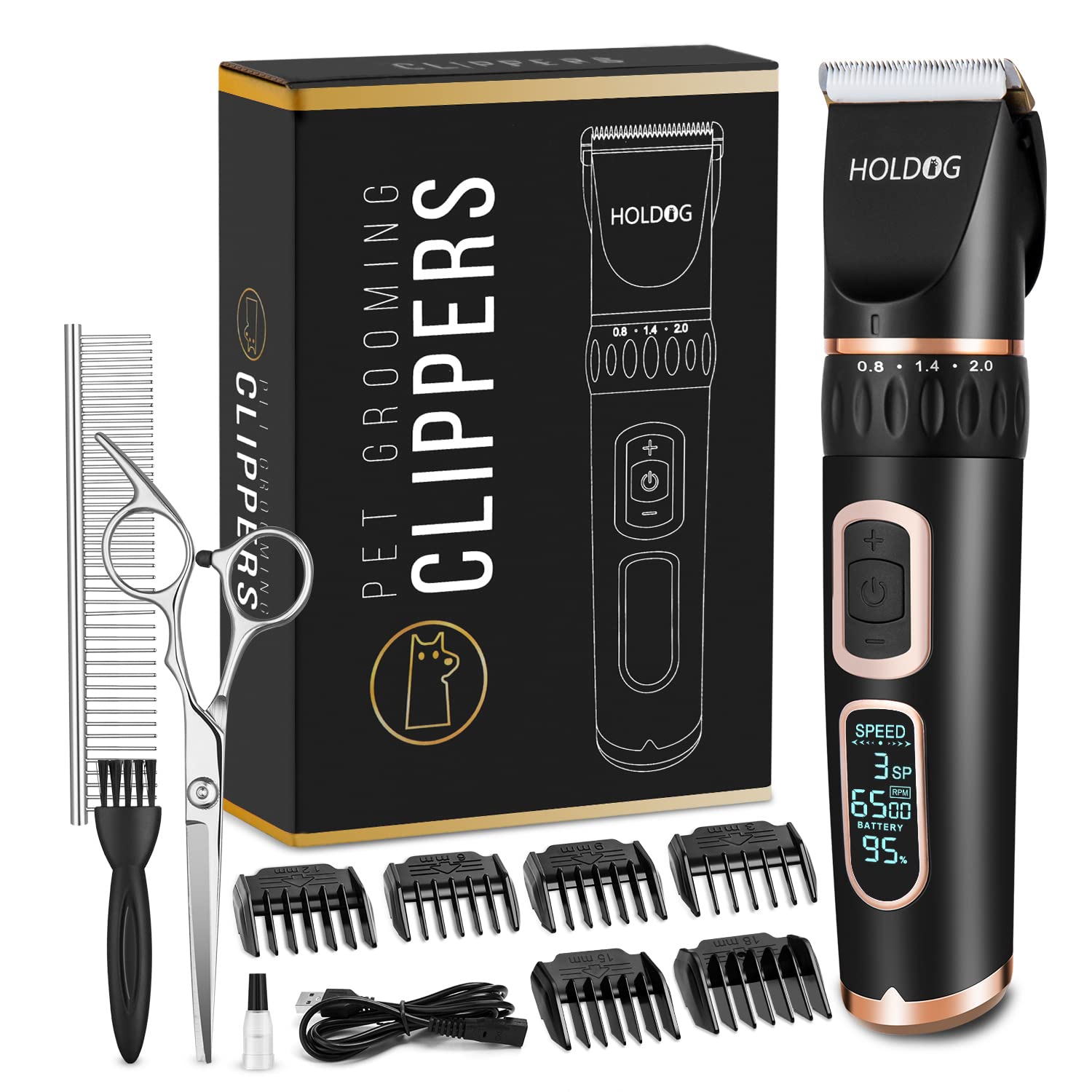 HOLDOG dog clippers front view for convenient at-home grooming with gentle low-noise performance