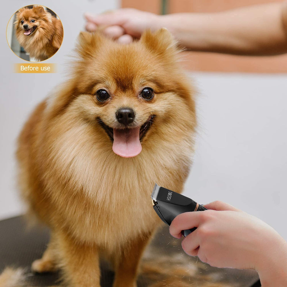HOLDOG dog clippers in-use image demonstrates comfortable, professional-grade performance