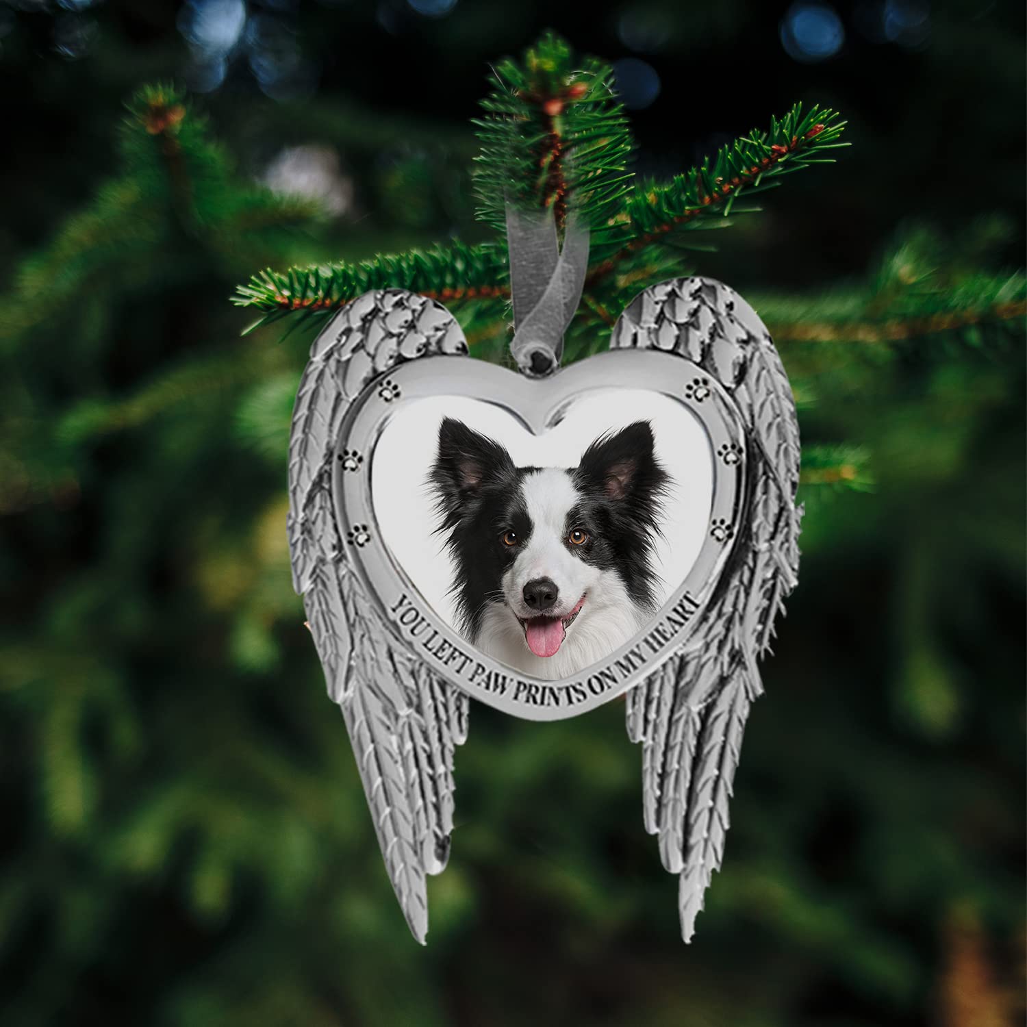 Holiday Jingle engraved pawprints on heart captures a touching memory
