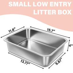 Holintan litter box inside-angle emphasizes clean, scratch-resistant steel reducing odor retention.