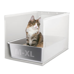 Holintan Litter Box Shield front view with high sides to prevent scatter and protect floors.