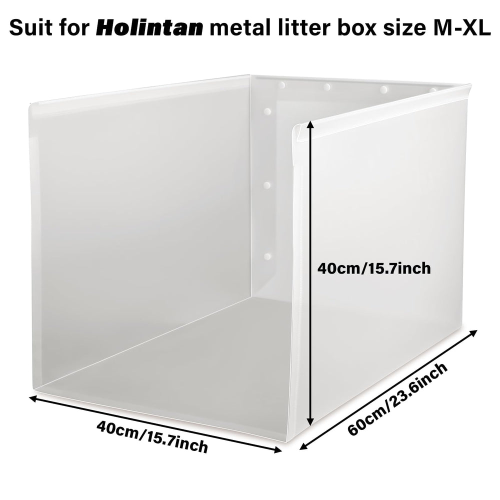 Holintan shield side profile shows tall design for containment and easy cleaning.