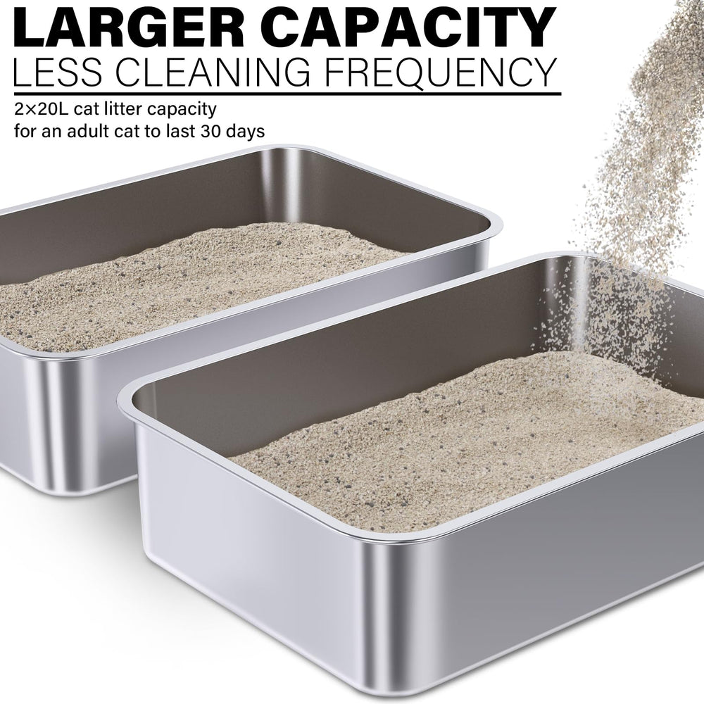 Holintan stainless steel litter box durable and rust-resistant design supports long-term use.