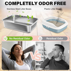 Holintan stainless steel litter box demonstrates odor resistance for a fresher home.