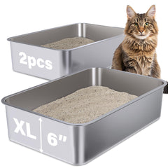 Holintan stainless steel litter box pair-pack ideal for multi-pet homes and easy maintenance.