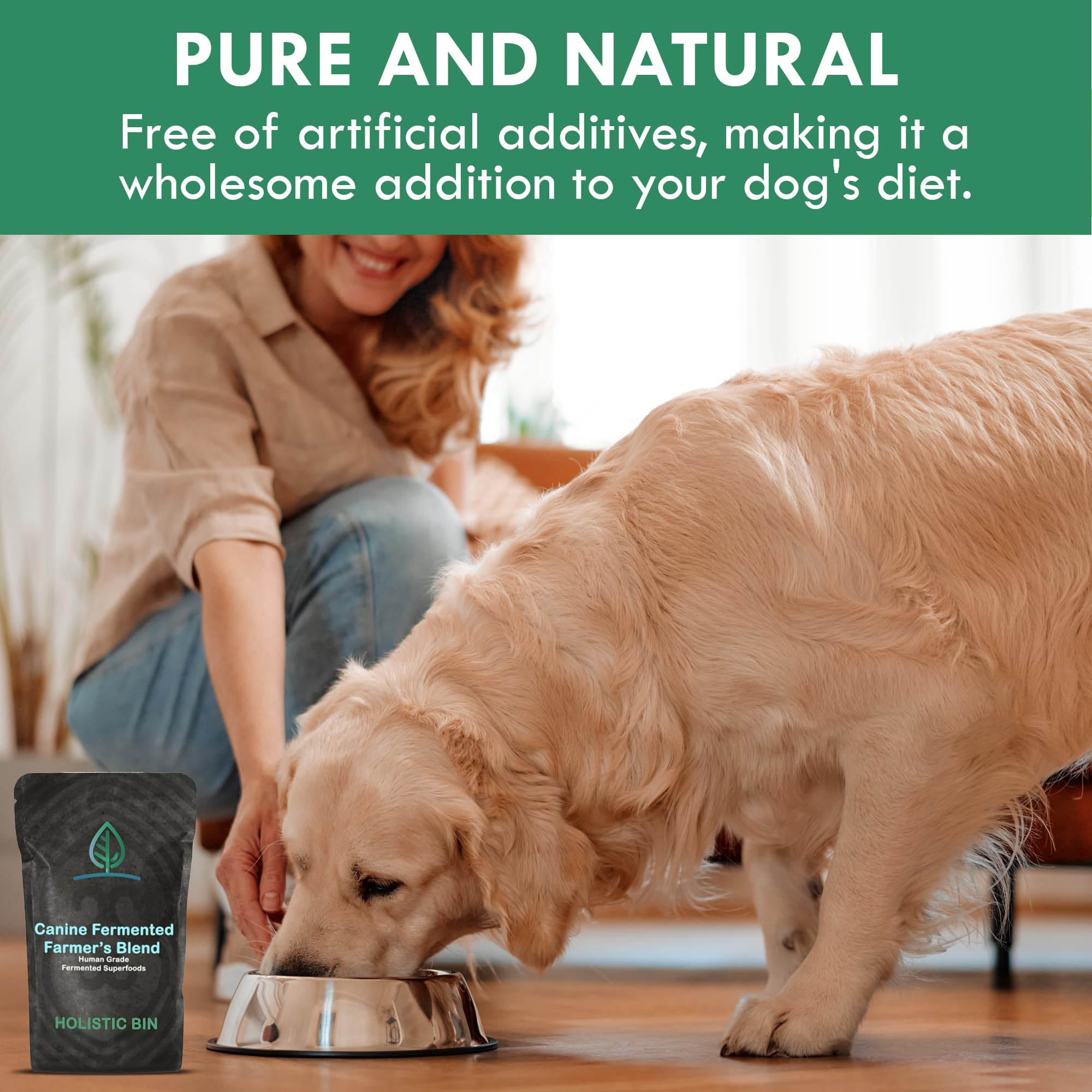 Holistic Bin measuring-scoop-dosing-guide demonstrates easy-feeding routine for dogs.